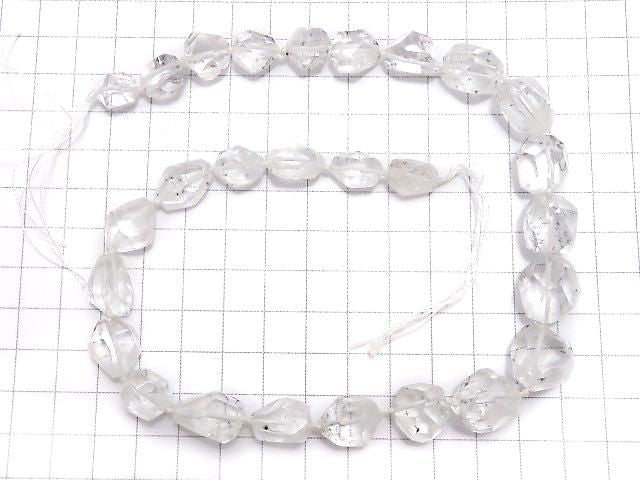 [Video][One of a kind] Hollandite in Quartz Faceted Nugget 1strand beads (aprx.17inch/41cm) NO.18