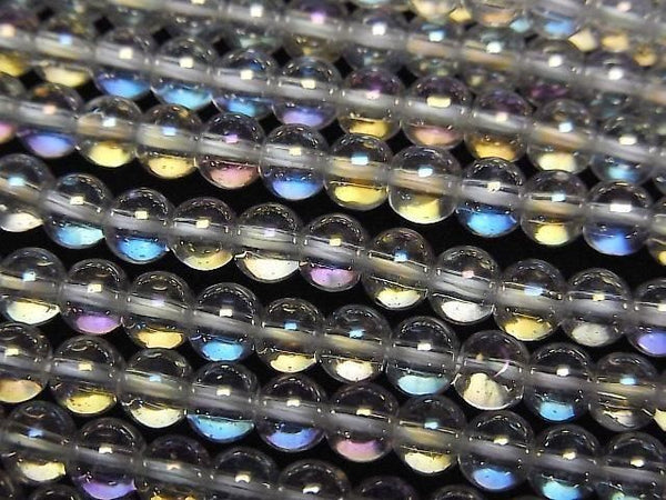[Video]Aqua Crystal (Smelted Quartz) Round 4mm 1strand beads (aprx.15inch/36cm)