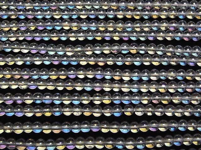[Video]Aqua Crystal (Smelted Quartz) Round 4mm 1strand beads (aprx.15inch/36cm)