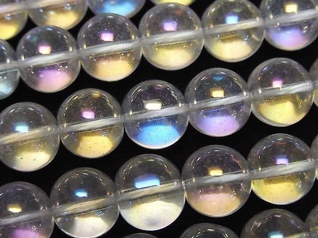 [Video]Aqua Crystal (Smelted Quartz) Round 10mm 1strand beads (aprx.15inch/36cm)