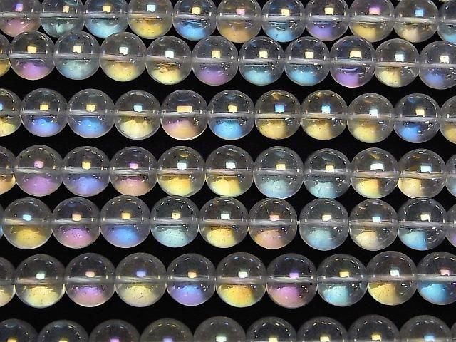 [Video]Aqua Crystal (Smelted Quartz) Round 10mm 1strand beads (aprx.15inch/36cm)