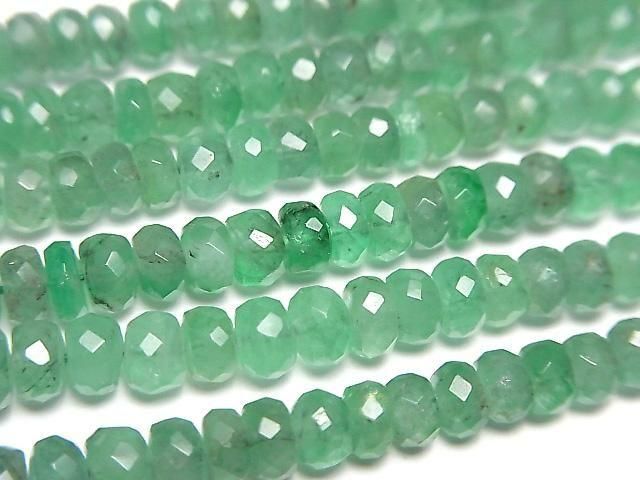 [Video]High Quality Emerald AAA Faceted Button Rondelle half or 1strand beads (aprx.15inch/38cm)