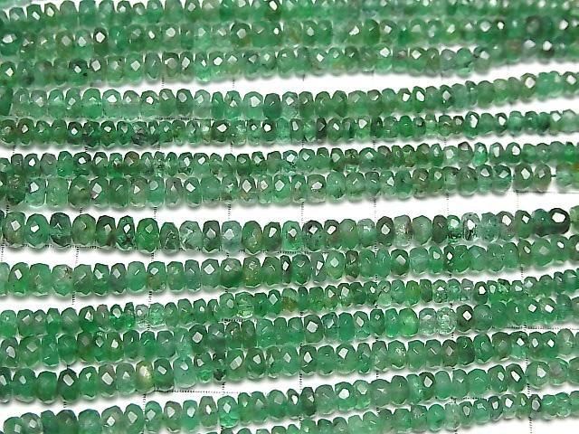 [Video]High Quality Emerald AAA- Faceted Button Rondelle half or 1strand beads (aprx.15inch/36cm)
