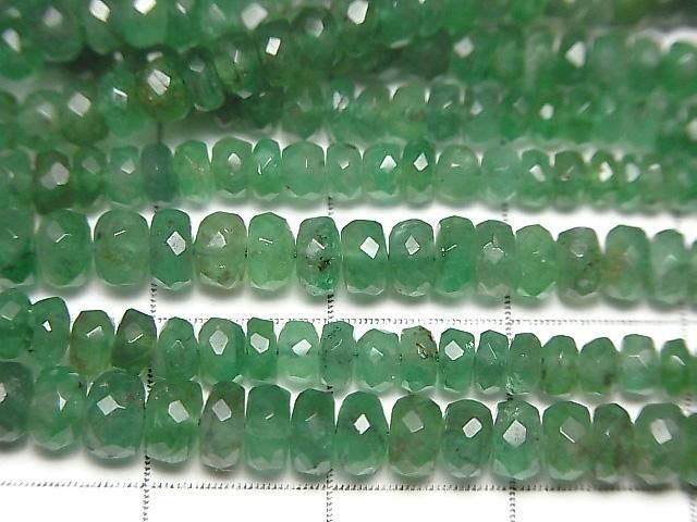[Video]High Quality Emerald AA++ Faceted Button Rondelle half or 1strand beads (aprx.15inch/38cm)