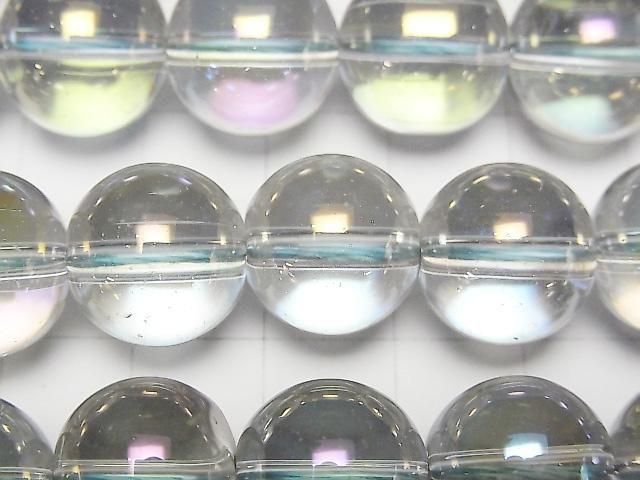 [Video] Gray Flash Crystal (Smelted Quartz) Round 14mm 1strand beads (aprx.14inch/35cm)