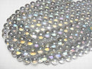 [Video] Gray Flash Crystal (Smelted Quartz) Round 14mm 1strand beads (aprx.14inch/35cm)