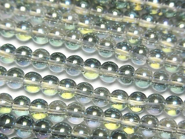 [Video] Green Flash Crystal (Smelted Quartz) Round 4mm 1strand beads (aprx.15inch/36cm)