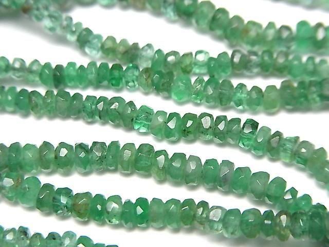 [Video]High Quality Emerald AAA- Faceted Button Rondelle half or 1strand beads (aprx.11inch/28cm)