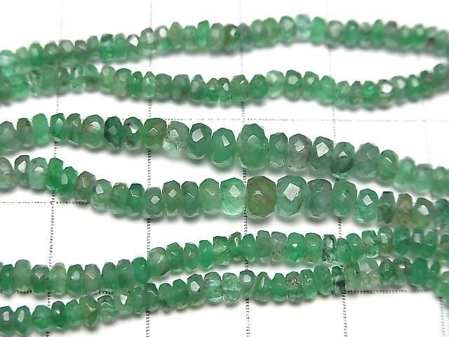 [Video]High Quality Emerald AAA- Faceted Button Rondelle half or 1strand beads (aprx.11inch/28cm)