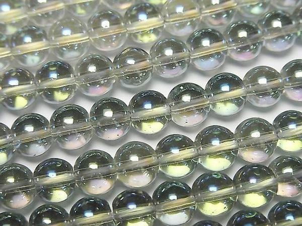 [Video] Green Flash Crystal (Smelted Quartz) Round 6mm 1strand beads (aprx.15inch/36cm)