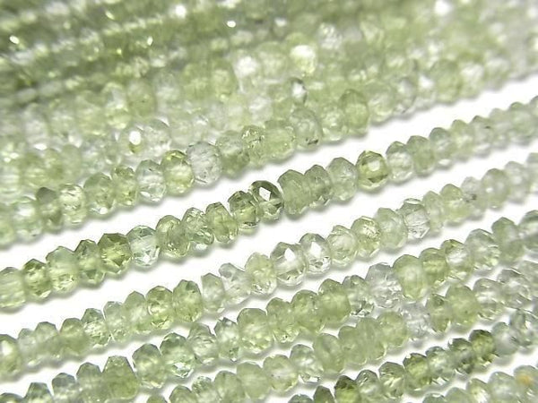 [Video]High Quality Green Tourmaline AAA Faceted Button Roundel 3x3x1.5mm Color Gradation half or 1strand beads (aprx.14inch/34cm)