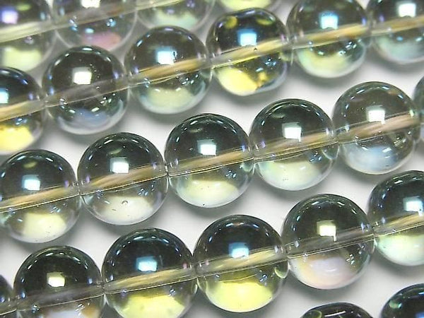 [Video] Green Flash Crystal (Smelted Quartz) Round 10mm 1strand beads (aprx.15inch/36cm)