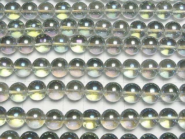 [Video] Green Flash Crystal (Smelted Quartz) Round 10mm 1strand beads (aprx.15inch/36cm)
