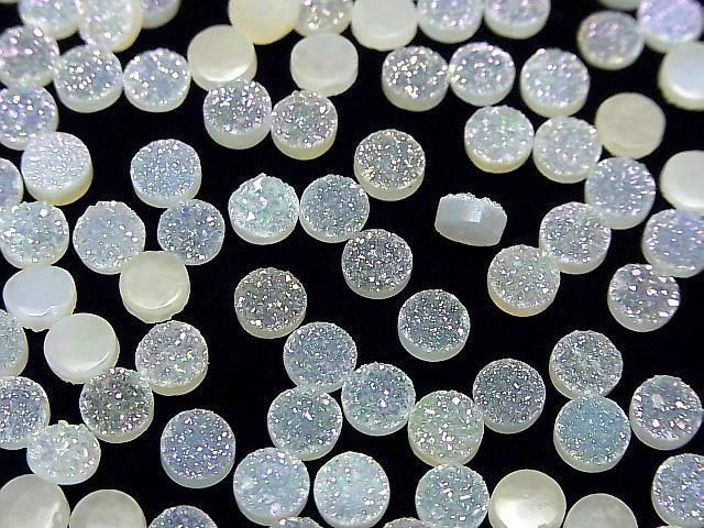 [Video] Druzy Agate Round Cabochon 6x6mm AB Coated 10pcs
