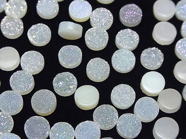 [Video] Druzy Agate Round Cabochon 8x8mm AB Coated 5pcs