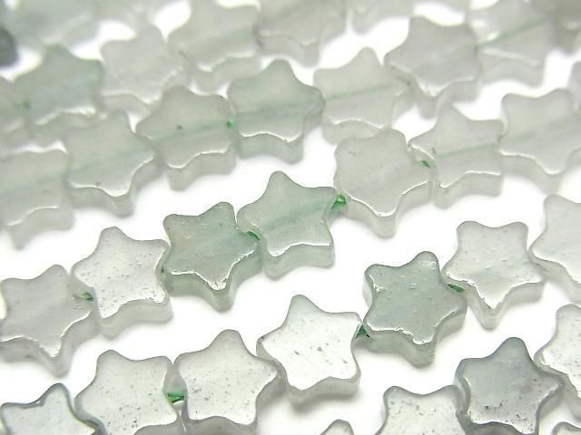 [Video] Green Abetuline Star 6x6mm 1strand beads (aprx.14inch/35cm)