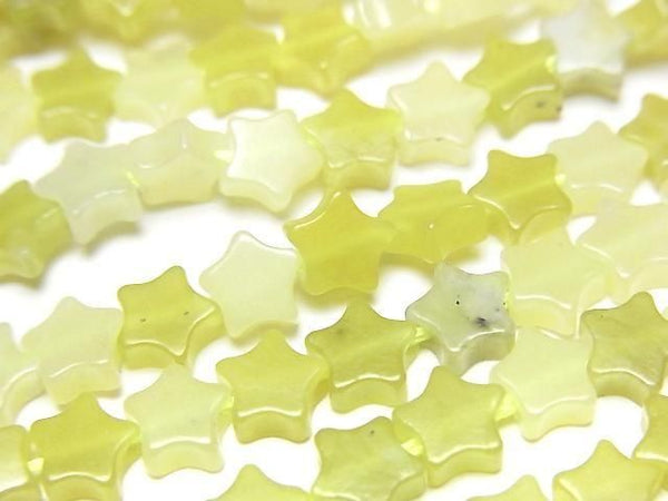 [Video] Olive Jade Star 6x6mm 1strand beads (aprx.14inch/35cm)