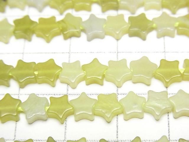 [Video] Olive Jade Star 6x6mm 1strand beads (aprx.14inch/35cm)