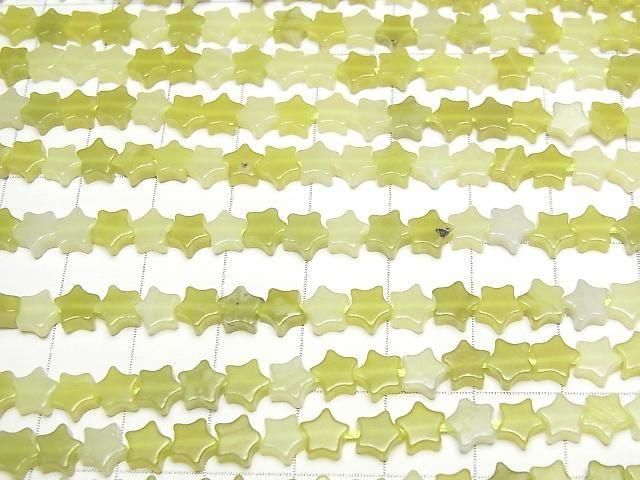 [Video] Olive Jade Star 6x6mm 1strand beads (aprx.14inch/35cm)