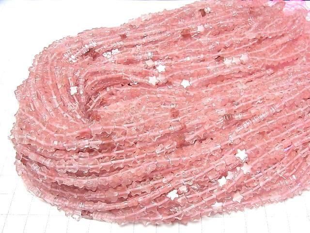 [Video] Cherry Quartz Glass Star 6x6mm 1strand beads (aprx.14inch/35cm)