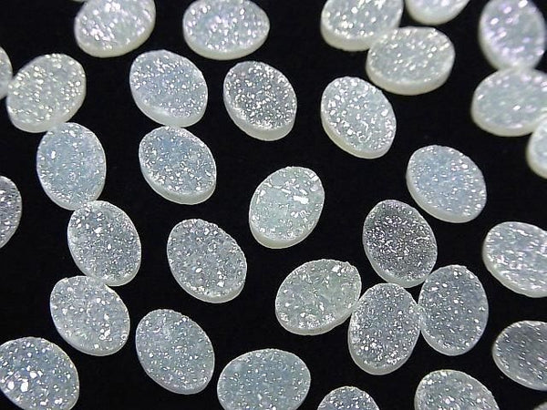 [Video] Druzy Agate Oval Cabochon 8x6mm AB Coated 5pcs