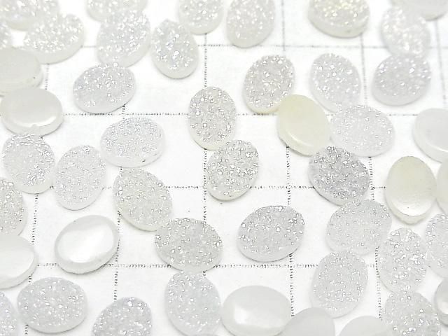 [Video] Druzy Agate Oval Cabochon 8x6mm AB Coated 5pcs