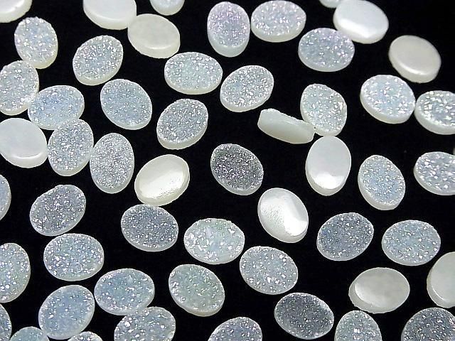 [Video] Druzy Agate Oval Cabochon 8x6mm AB Coated 5pcs