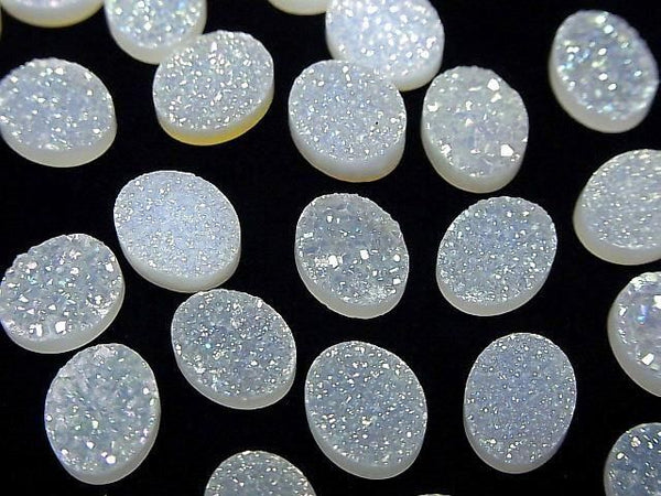 [Video] Druzy Agate Oval Cabochon 10x8mm AB Coating 3pcs