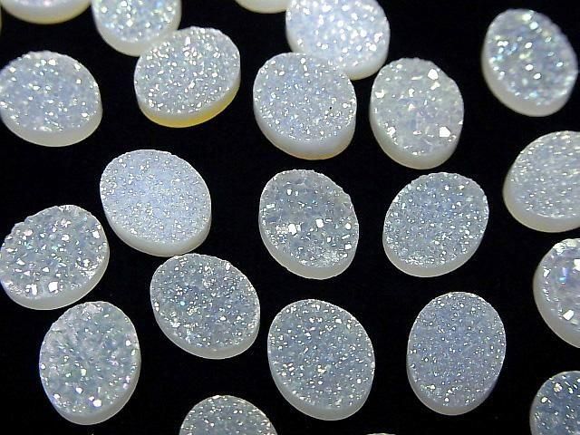 [Video] Druzy Agate Oval Cabochon 10x8mm AB Coating 3pcs