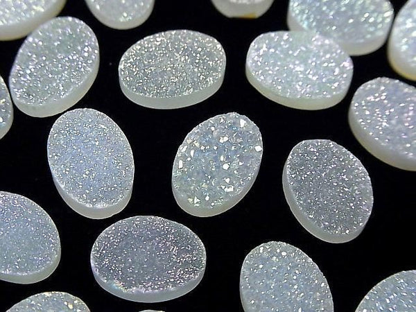 [Video] Druzy Agate Oval Cabochon 14x10mm AB Coating 2pcs