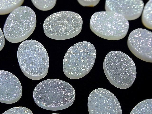 [Video] Druzy Agate Oval Cabochon 14x10mm AB Coating 2pcs