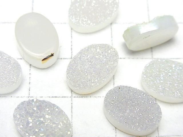 [Video] Druzy Agate Oval Cabochon 14x10mm AB Coating 2pcs