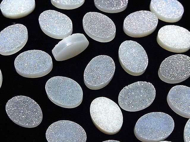 [Video] Druzy Agate Oval Cabochon 18x13mm AB Coating 1pc