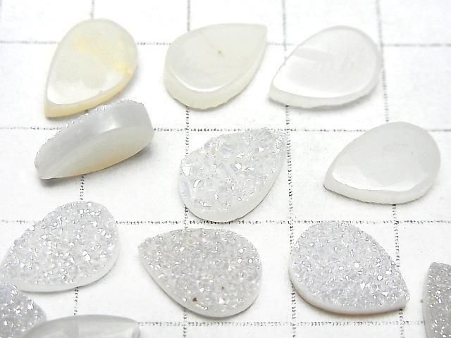 [Video] Druzy Agate Pear Shape Cabochon 12x8mm AB Coated 3pcs