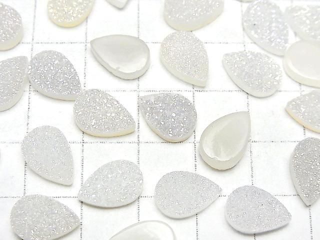 [Video] Druzy Agate Pear Shape Cabochon 12x8mm AB Coated 3pcs