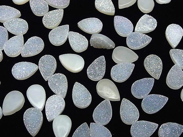 [Video] Druzy Agate Pear Shape Cabochon 12x8mm AB Coated 3pcs