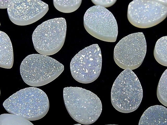 [Video] Druzy Agate Pear Shape Cabochon 14x10mm AB Coated 2pcs