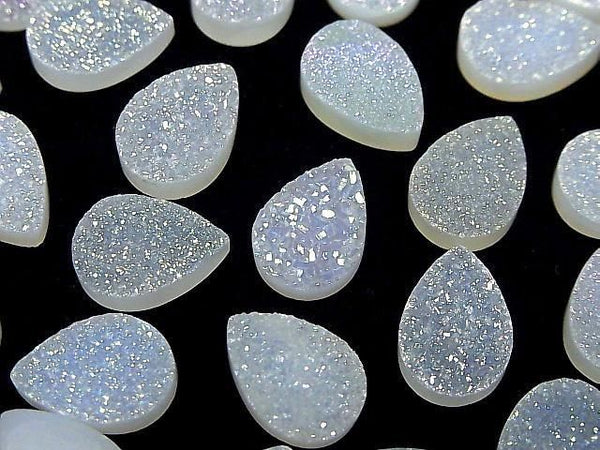 [Video] Druzy Agate Pear Shape Cabochon 14x10mm AB Coated 2pcs