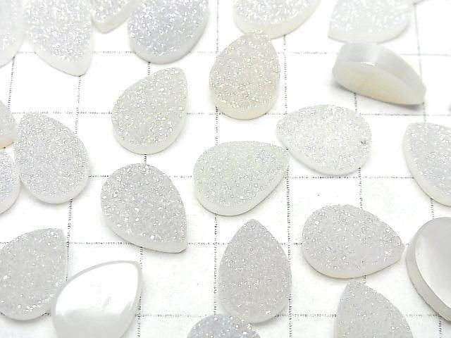 [Video] Druzy Agate Pear Shape Cabochon 14x10mm AB Coated 2pcs