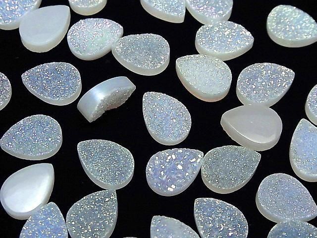 [Video] Druzy Agate Pear Shape Cabochon 14x10mm AB Coated 2pcs