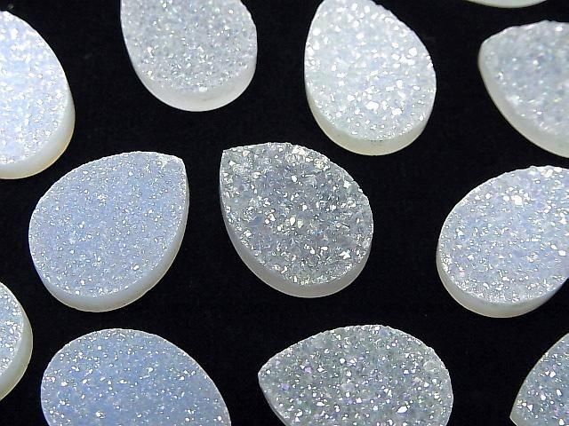[Video] Druzy Agate Pear Shape Cabochon 18x13mm AB Coating 1pc