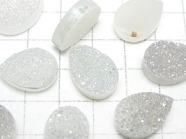 [Video] Druzy Agate Pear Shape Cabochon 18x13mm AB Coating 1pc