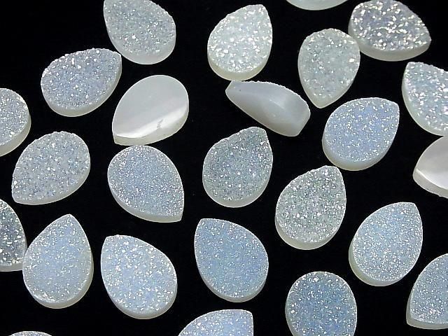 [Video] Druzy Agate Pear Shape Cabochon 18x13mm AB Coating 1pc