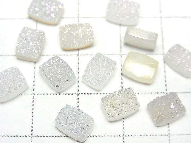 [Video] Druzy Agate Rectangle Cabochon 8x6mm AB Coated 5pcs
