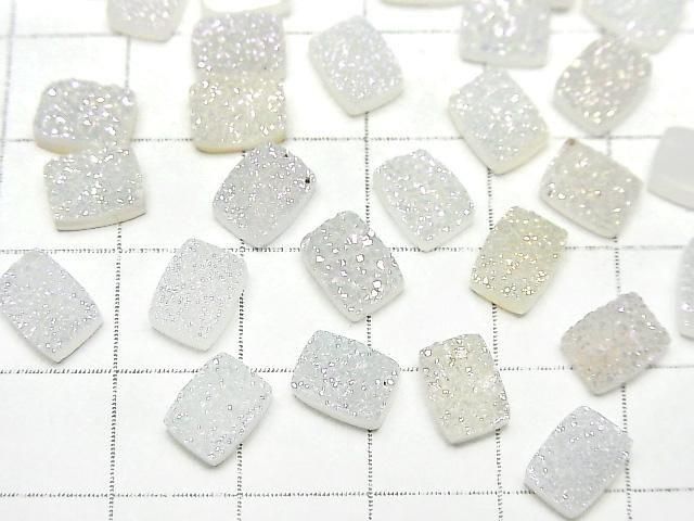 [Video] Druzy Agate Rectangle Cabochon 8x6mm AB Coated 5pcs
