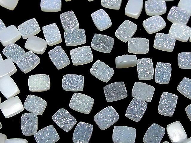 [Video] Druzy Agate Rectangle Cabochon 8x6mm AB Coated 5pcs