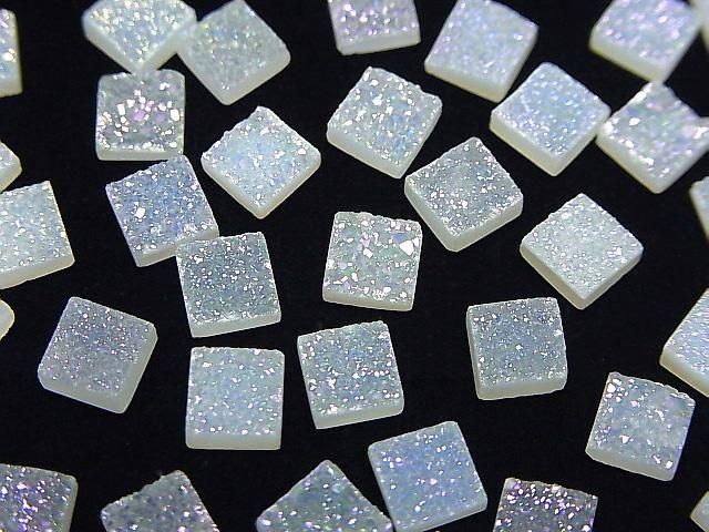[Video] Druzy Agate Square Cabochon 6x6mm AB Coated 5pcs