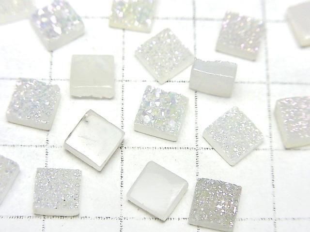 [Video] Druzy Agate Square Cabochon 6x6mm AB Coated 5pcs