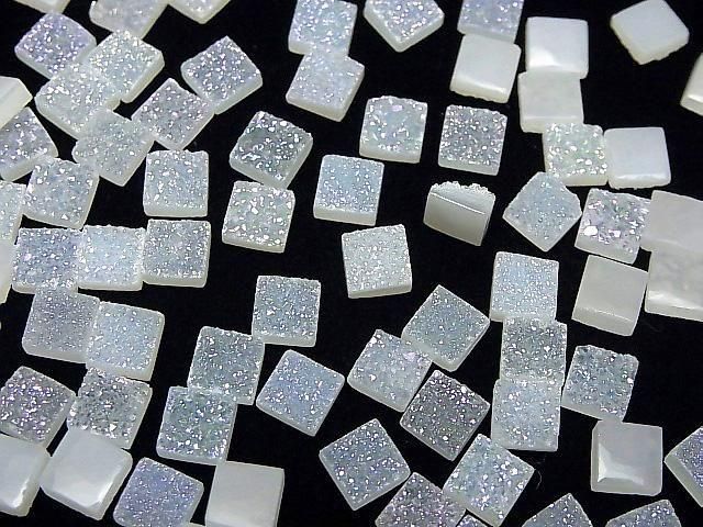 [Video] Druzy Agate Square Cabochon 6x6mm AB Coated 5pcs