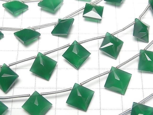 [Video]High Quality Green Onyx AAA Diamond Shape 14x14mm 1strand (6pcs)